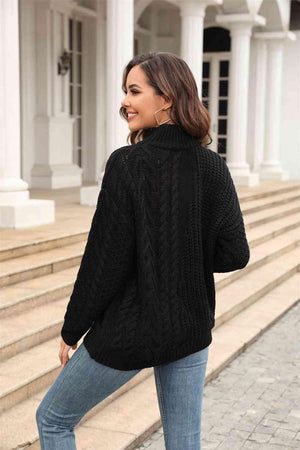 Sassy Warmth Turtleneck Cable Knit Sweater - MXSTUDIO.COM