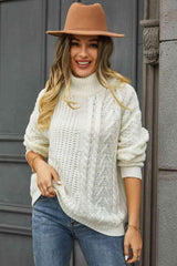 Sassy Warmth Turtleneck Cable Knit Sweater - MXSTUDIO.COM