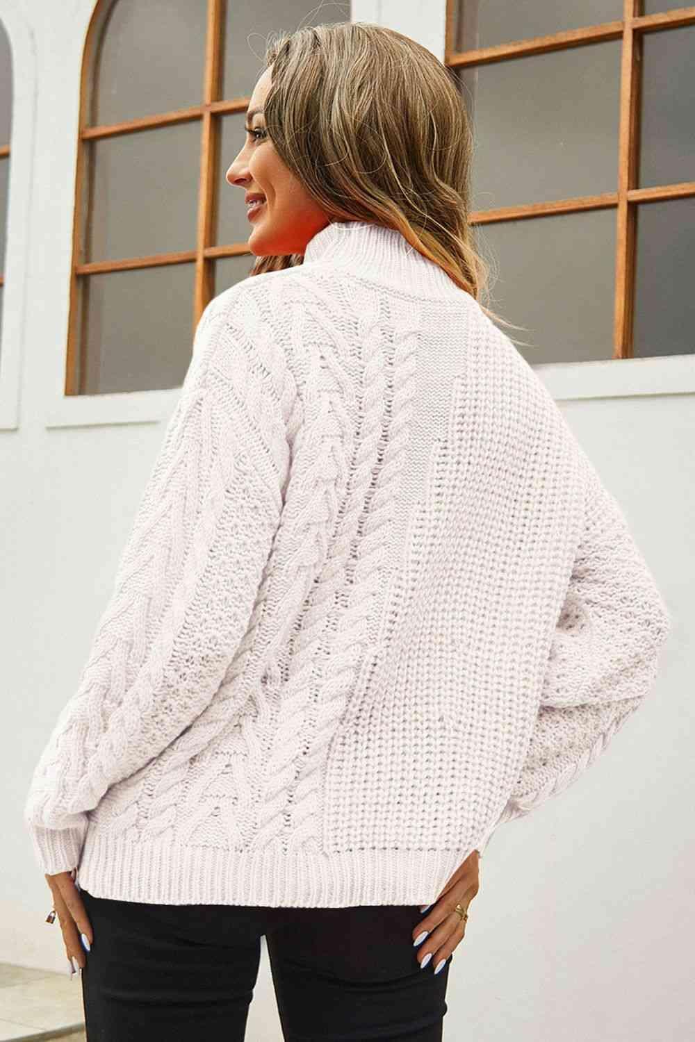 Sassy Warmth Turtleneck Cable Knit Sweater - MXSTUDIO.COM