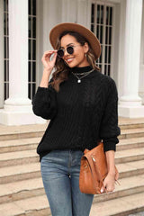 Sassy Warmth Turtleneck Cable Knit Sweater - MXSTUDIO.COM