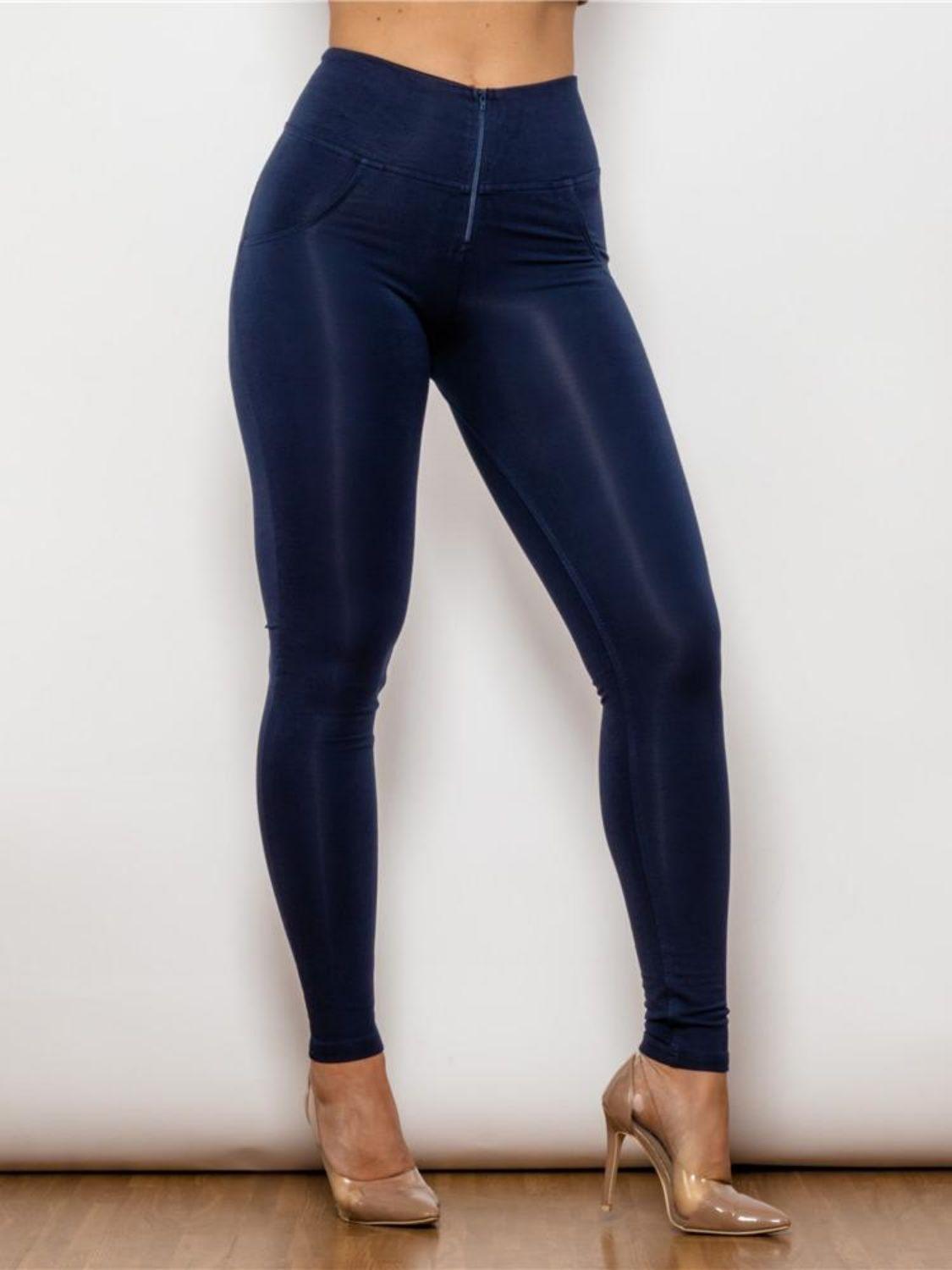 Sassy Zip Detail High Waist Leggings - MXSTUDIO.COM