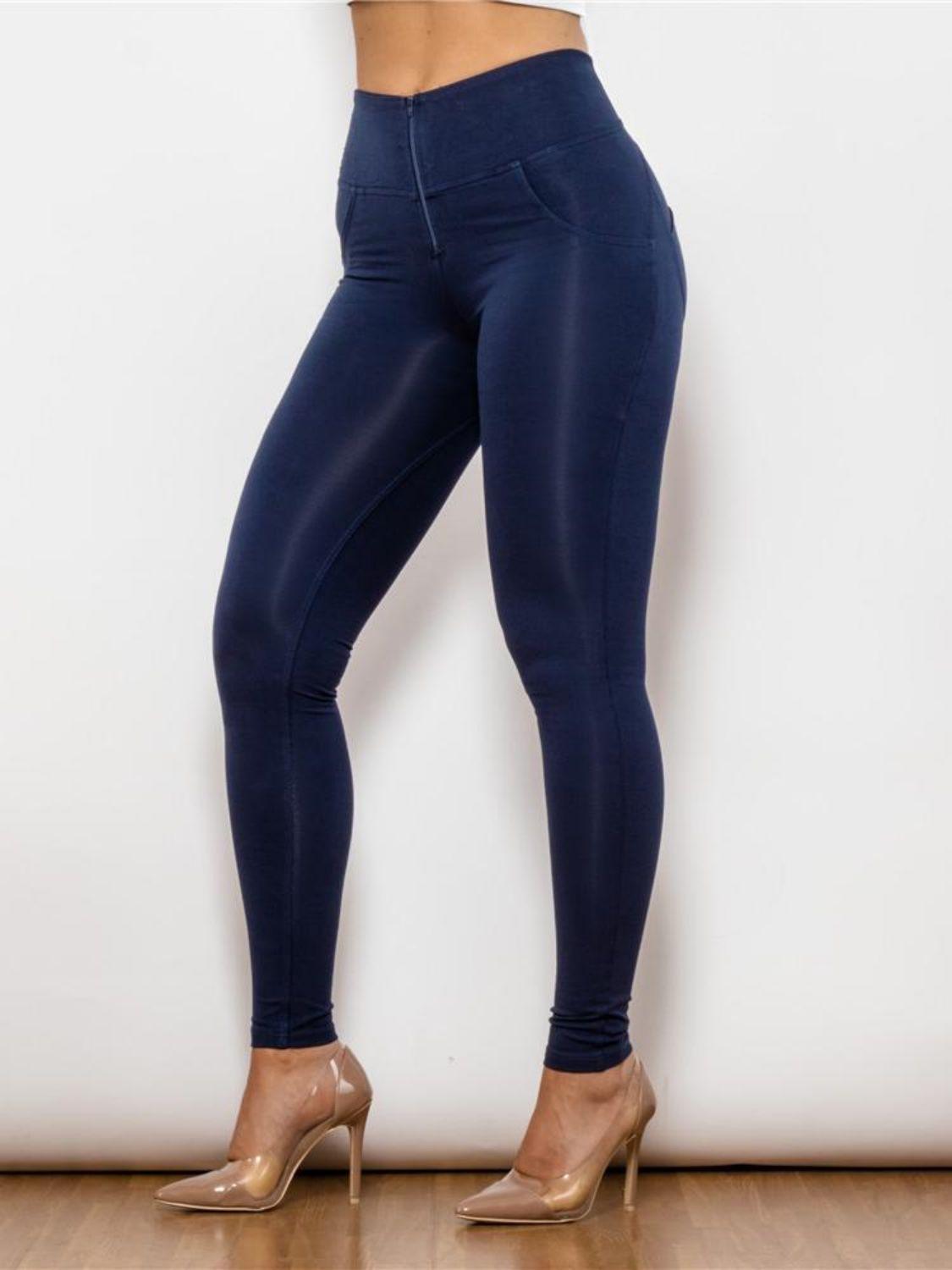 Sassy Zip Detail High Waist Leggings - MXSTUDIO.COM