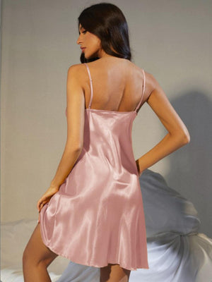 Satin Night Dress with Elegant Cowl Neck - MXSTUDIO.COM