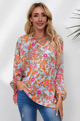 Satisfied Life Floral Long Dolman Sleeve Top - MXSTUDIO.COM