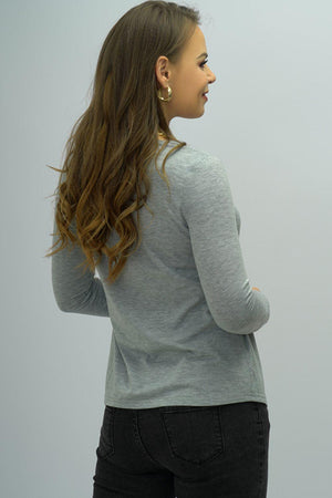 Satisfying Buttoned Gray Long Sleeve Top - MXSTUDIO.COM