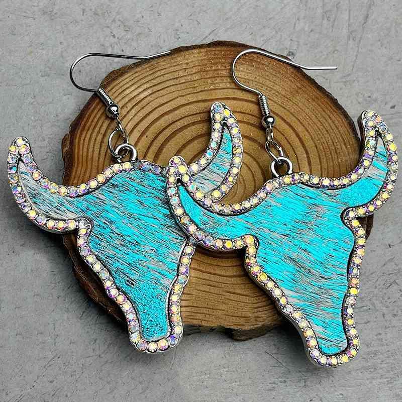 Satisfying Choice Rhinestone Accent Bull Earrings-MXSTUDIO.COM