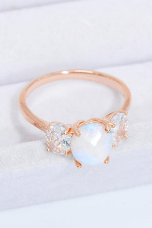 Satisfying Zircon Accent Moonstone Ring - MXSTUDIO.COM