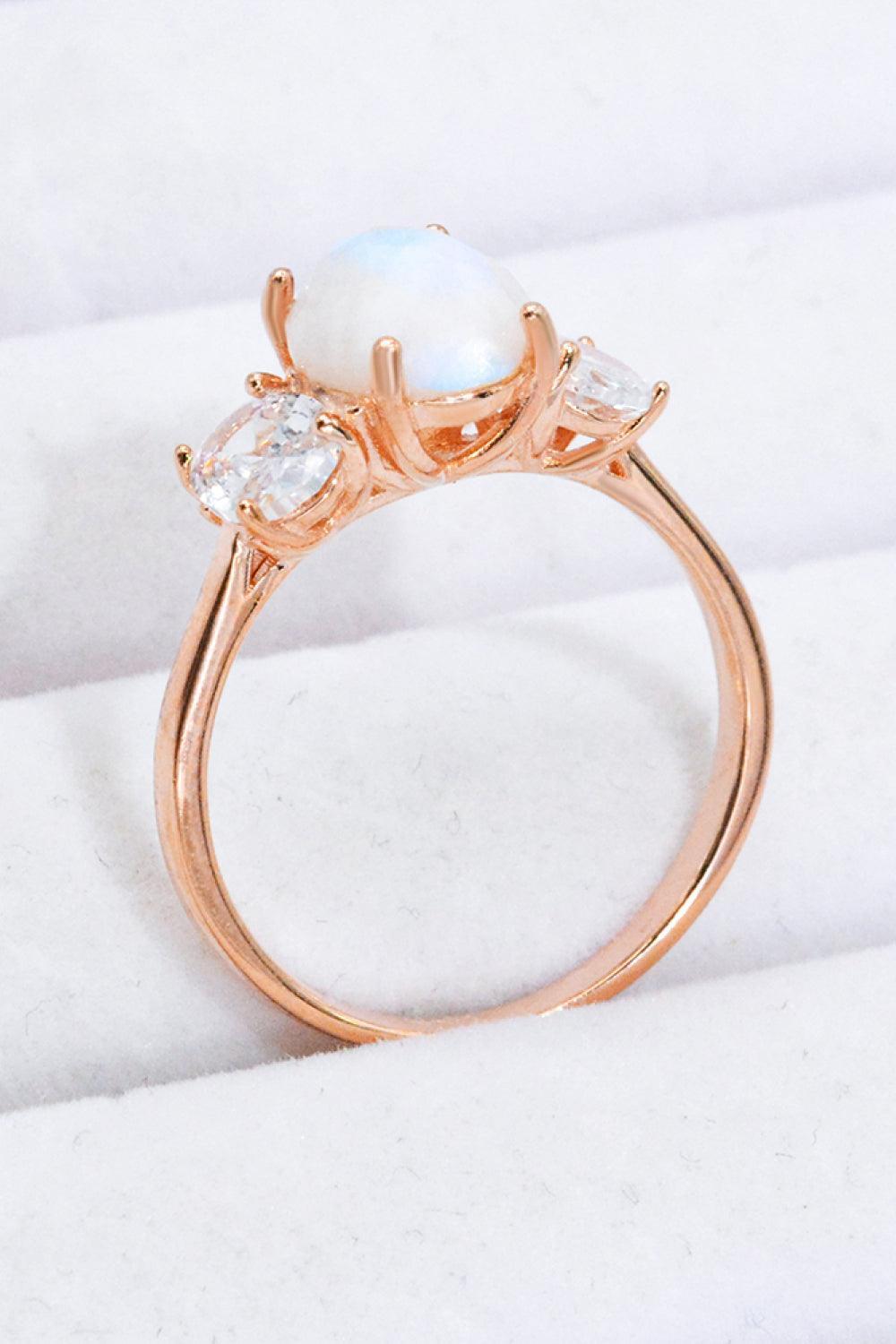 Satisfying Zircon Accent Moonstone Ring - MXSTUDIO.COM