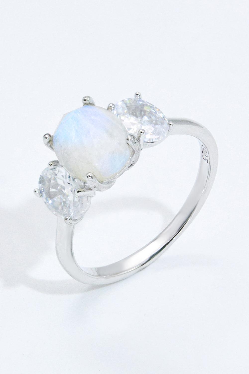 Satisfying Zircon Accent Moonstone Ring - MXSTUDIO.COM