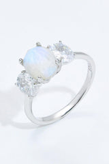 Satisfying Zircon Accent Moonstone Ring - MXSTUDIO.COM