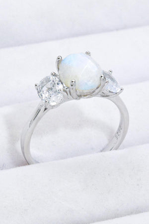 Satisfying Zircon Accent Moonstone Ring - MXSTUDIO.COM