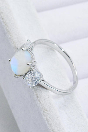 Satisfying Zircon Accent Moonstone Ring - MXSTUDIO.COM