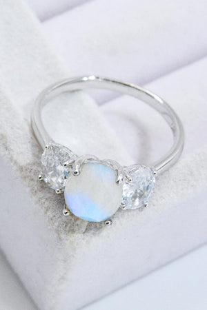 Satisfying Zircon Accent Moonstone Ring - MXSTUDIO.COM