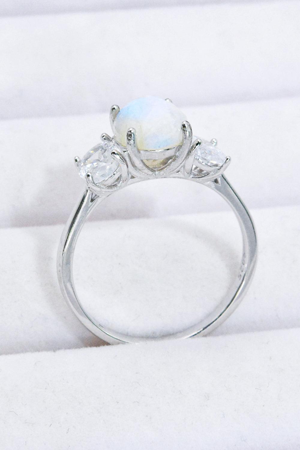 Satisfying Zircon Accent Moonstone Ring - MXSTUDIO.COM