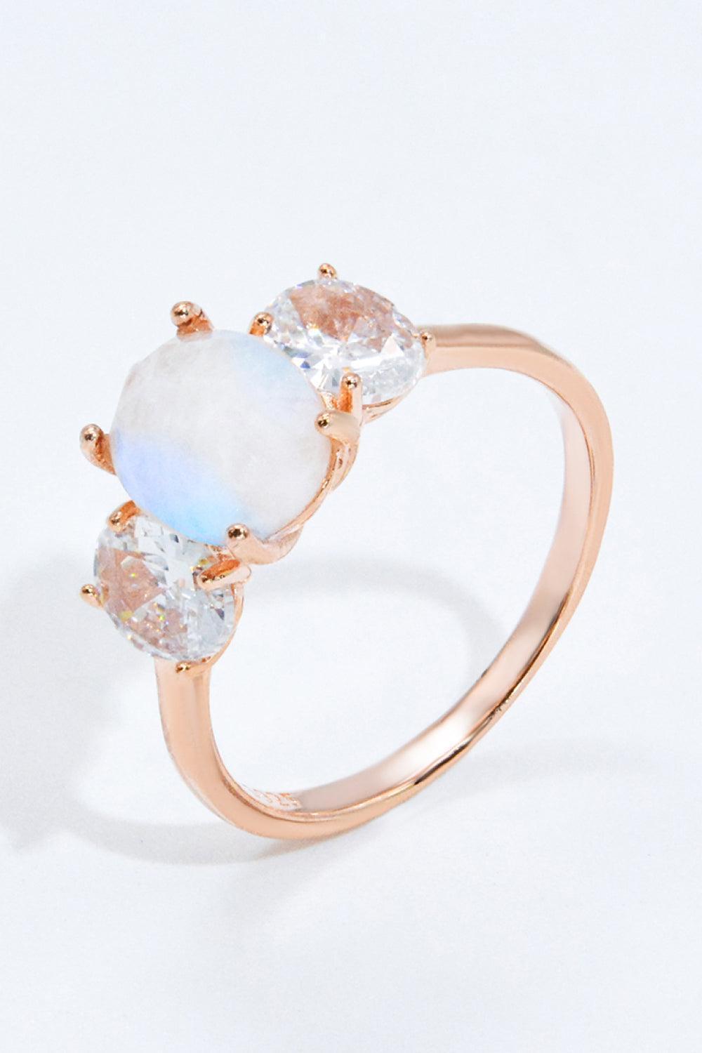 Satisfying Zircon Accent Moonstone Ring - MXSTUDIO.COM