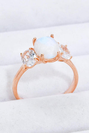 Satisfying Zircon Accent Moonstone Ring - MXSTUDIO.COM