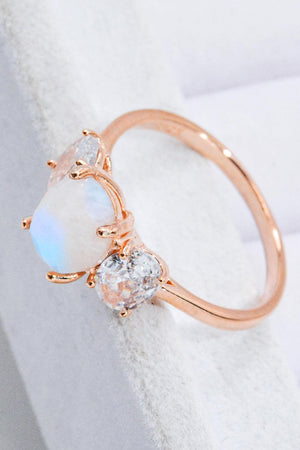 Satisfying Zircon Accent Moonstone Ring - MXSTUDIO.COM