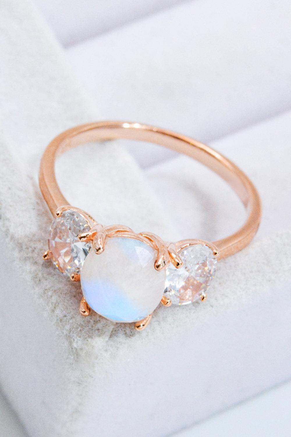 Satisfying Zircon Accent Moonstone Ring - MXSTUDIO.COM