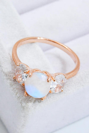 Satisfying Zircon Accent Moonstone Ring - MXSTUDIO.COM