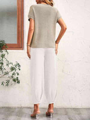 Saturday Chill Short Sleeve Top and Pants Set - MXSTUDIO.COM