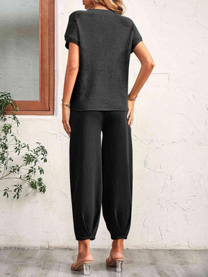 Saturday Chill Short Sleeve Top and Pants Set - MXSTUDIO.COM