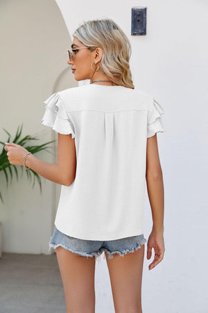 Saturday Hurrah Layered Flutter Sleeve Top - MXSTUDIO.COM