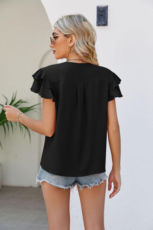 Saturday Hurrah Layered Flutter Sleeve Top - MXSTUDIO.COM