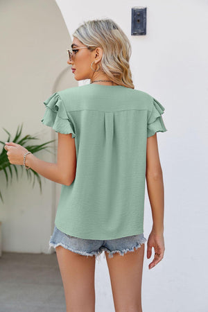 Saturday Hurrah Layered Flutter Sleeve Top - MXSTUDIO.COM