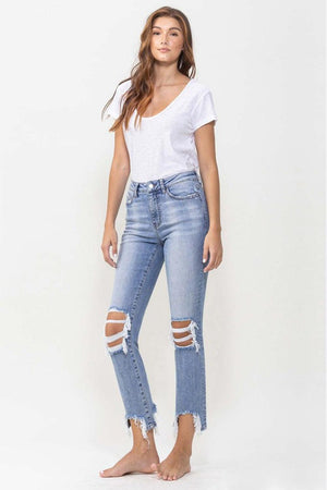 Saturday Spree High Waist Distressed Cropped Jeans - MXSTUDIO.COM