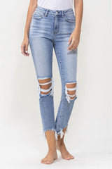 Saturday Spree High Waist Distressed Cropped Jeans - MXSTUDIO.COM