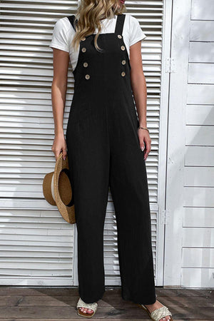 Saturday Trend Buttoned Straight Leg Overalls - MXSTUDIO.COM