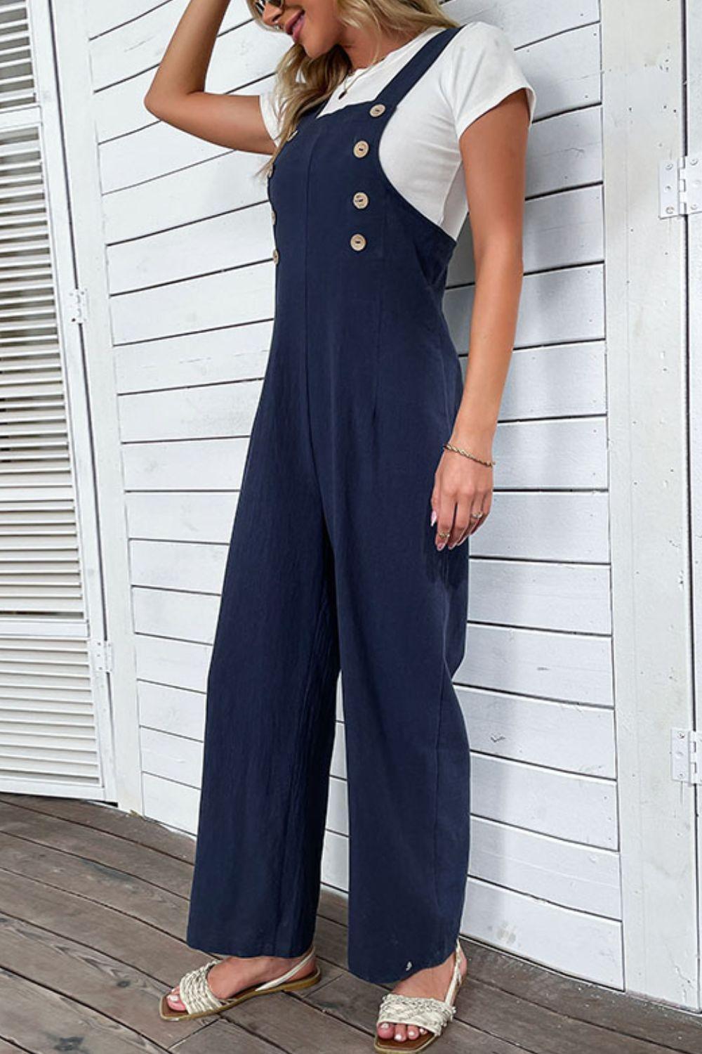 Saturday Trend Buttoned Straight Leg Overalls - MXSTUDIO.COM