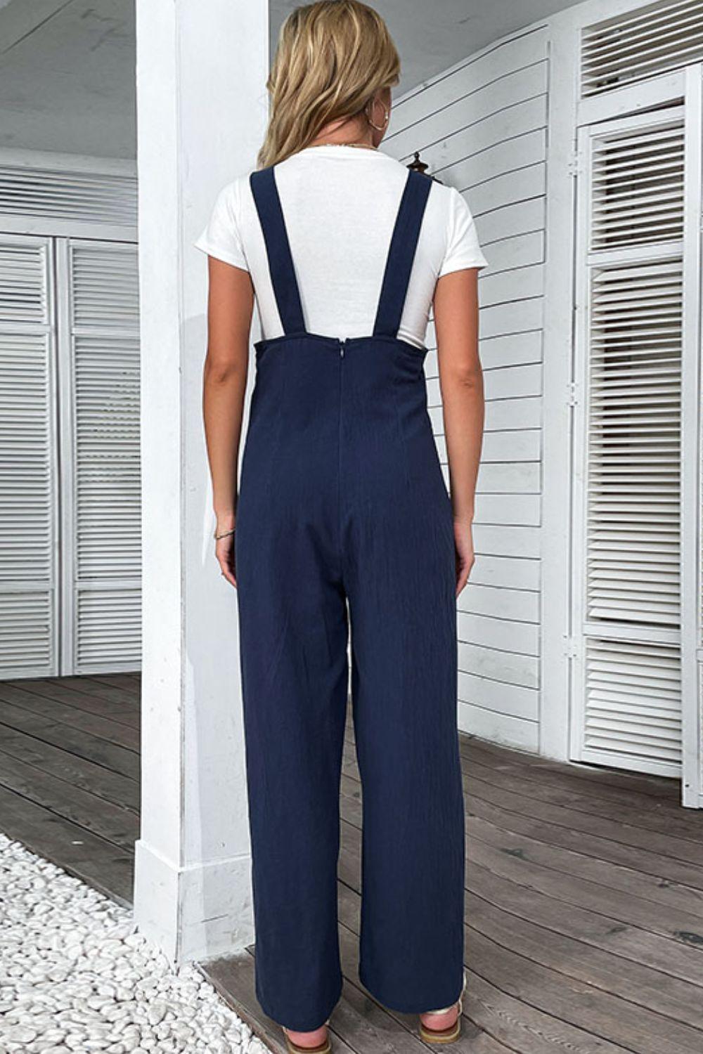 Saturday Trend Buttoned Straight Leg Overalls - MXSTUDIO.COM