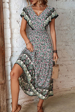 Savage And Sweet Midi Floral Plunge Dress - MXSTUDIO.COM