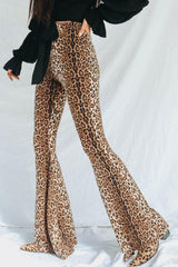 Savage High Waist Leopard Flare Pants - MXSTUDIO.COM