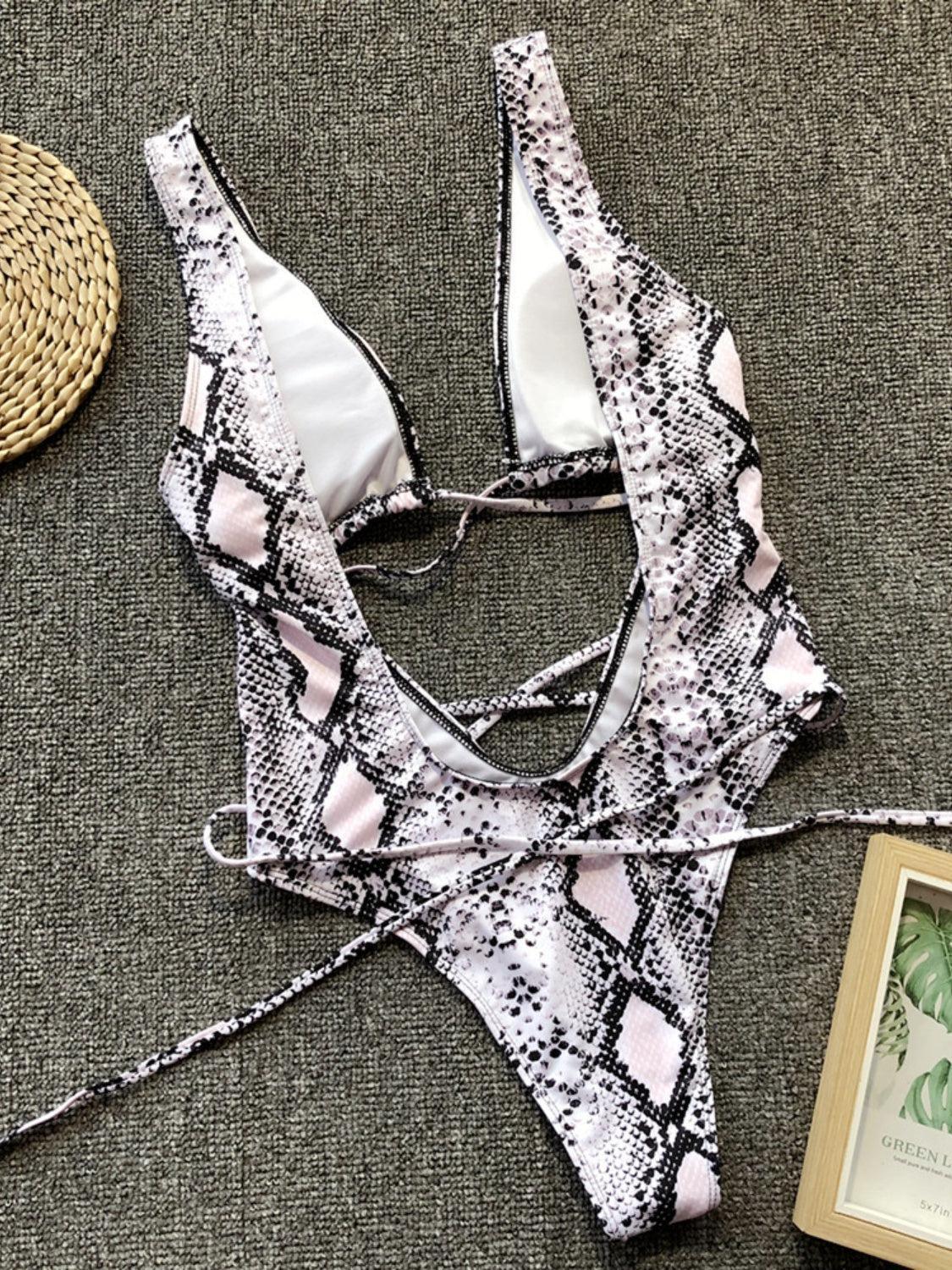 a woman's bra with a picture of a snake skin pattern