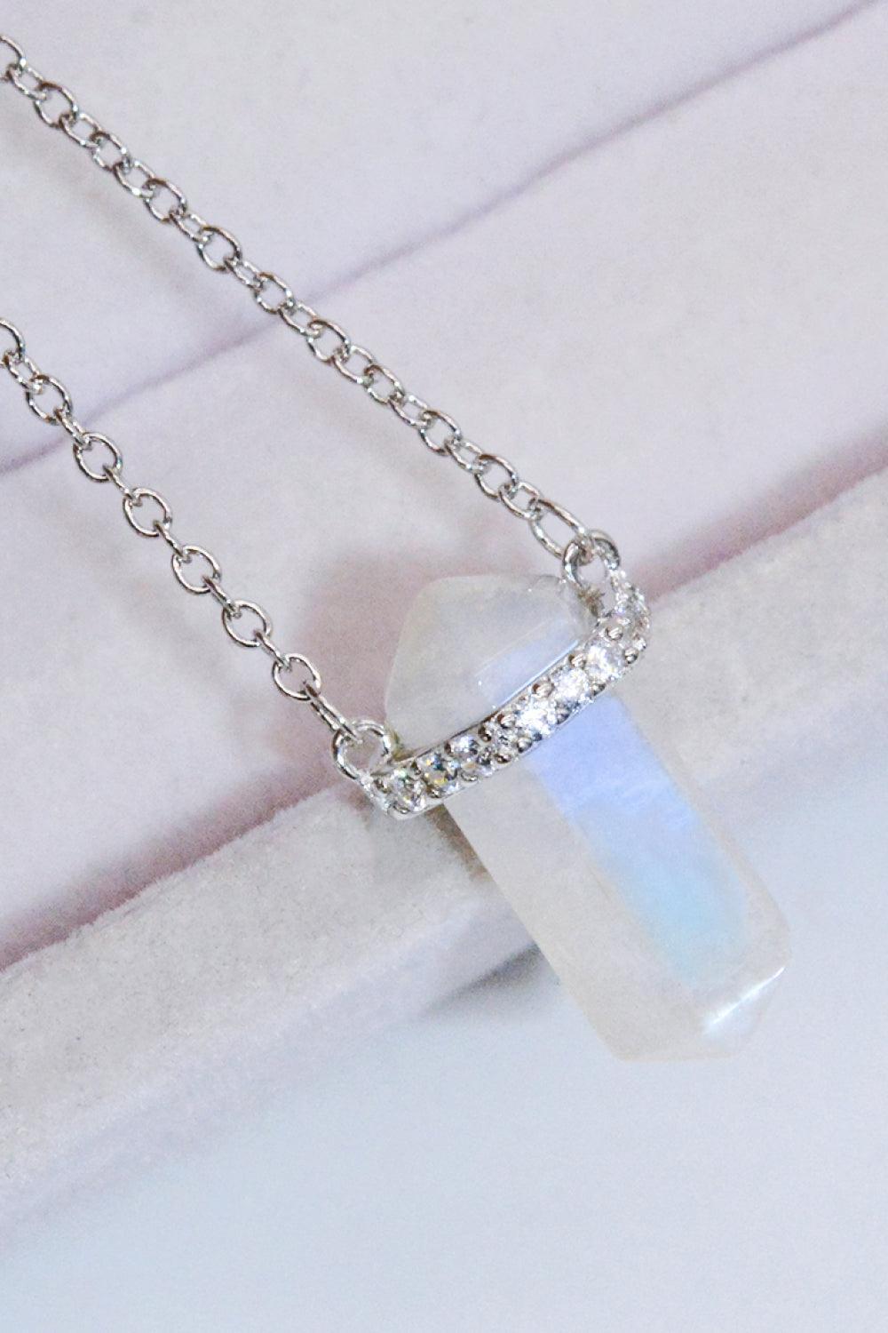 Scintillating Chain-Link Natural Moonstone Necklace - MXSTUDIO.COM