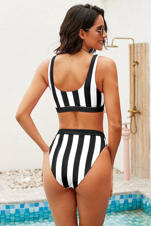 Seaside Stripes High-Waisted Bikini Set - MXSTUDIO.COM