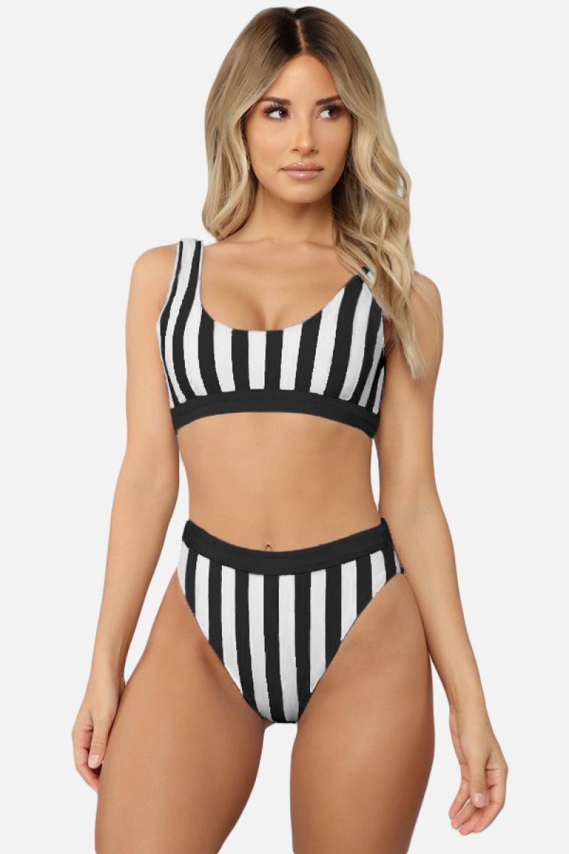 Seaside Stripes High-Waisted Bikini Set - MXSTUDIO.COM