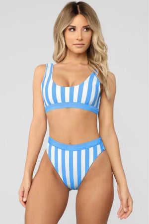 Seaside Stripes High-Waisted Bikini Set - MXSTUDIO.COM