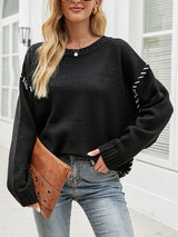 Season's Favorite Black Pullover Sweater-MXSTUDIO.COM