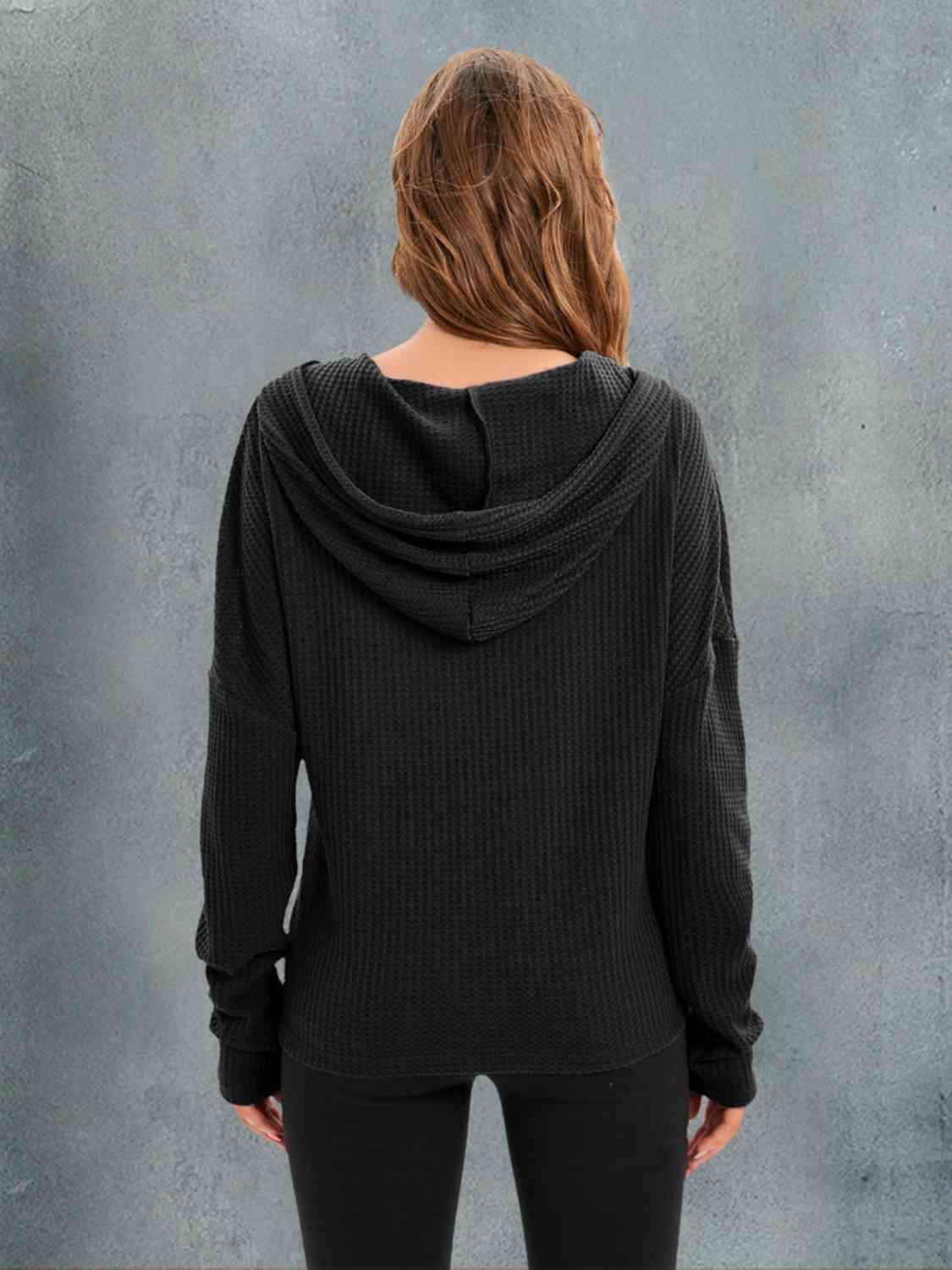 Secure And Fab Waffle Knit Hoodie - MXSTUDIO.COM