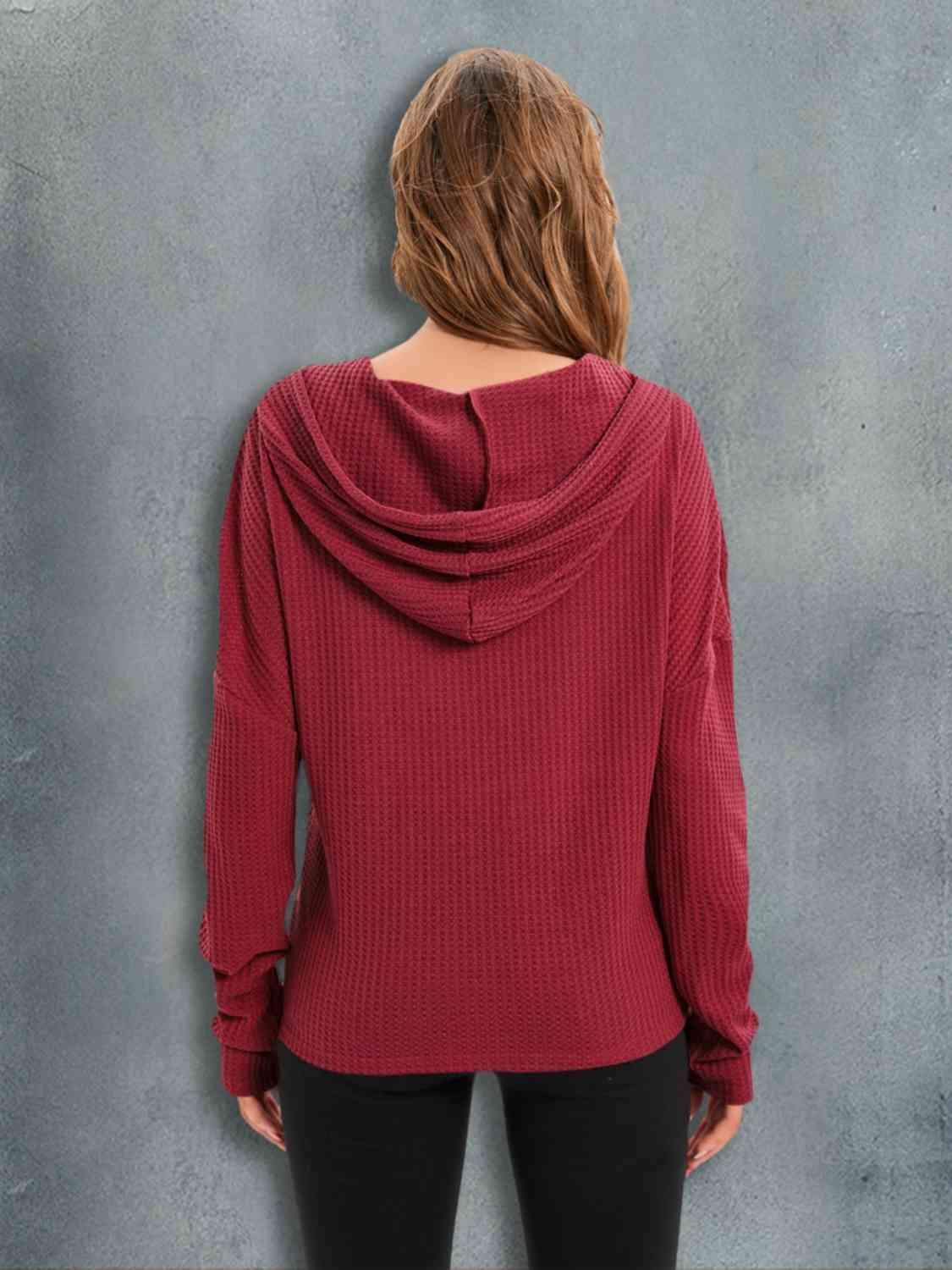 Secure And Fab Waffle Knit Hoodie - MXSTUDIO.COM