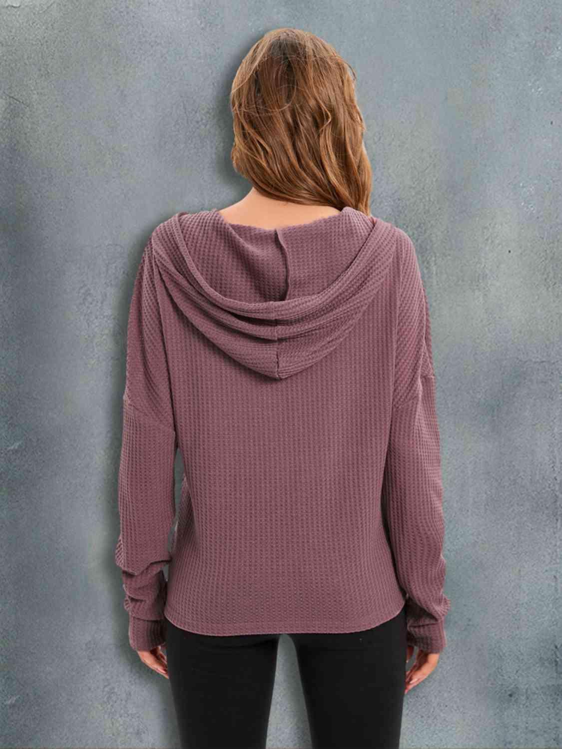 Secure And Fab Waffle Knit Hoodie - MXSTUDIO.COM