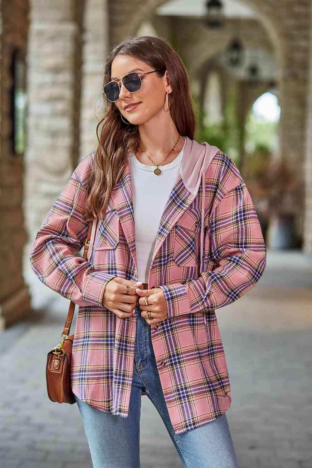 Secure In Style Plaid Hooded Jacket - MXSTUDIO.COM