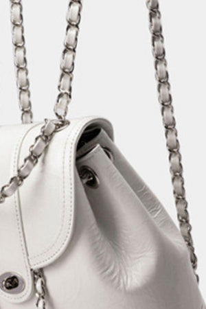 Seize The Day Chain Strap PU Leather Backpack - MXSTUDIO.COM