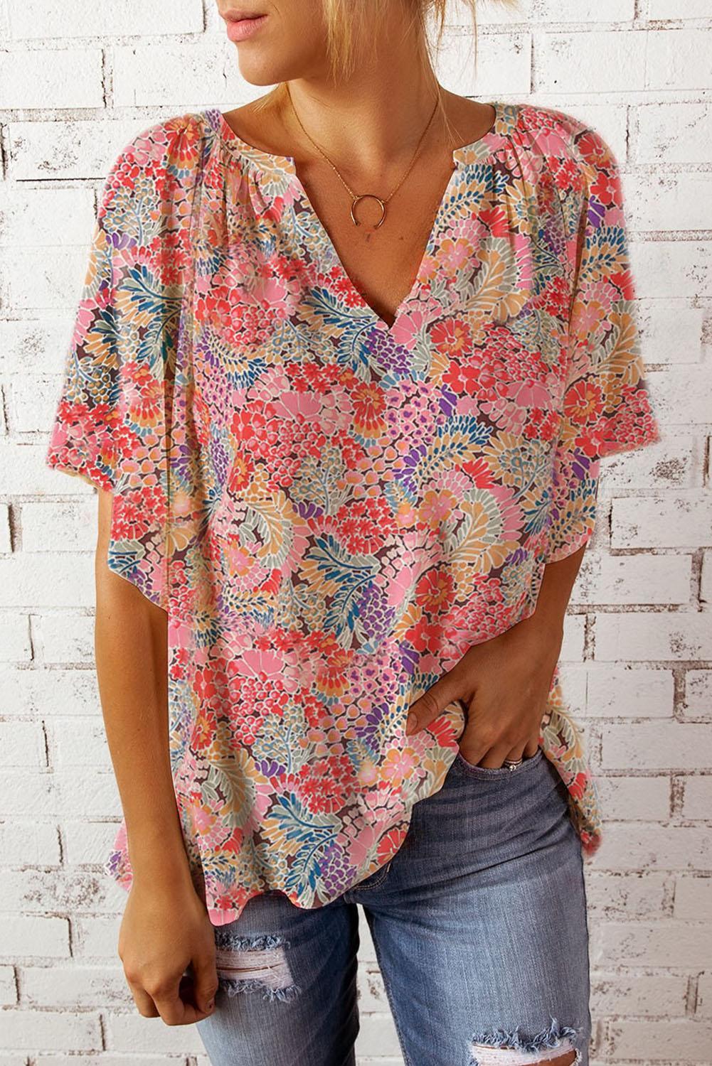 Seize The Day Short Sleeve Floral Blouse - MXSTUDIO.COM