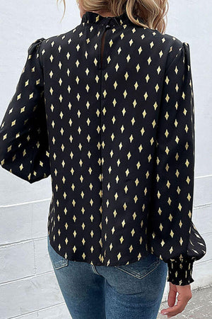 Self-Assured Black Balloon Sleeve Blouse - MXSTUDIO.COM