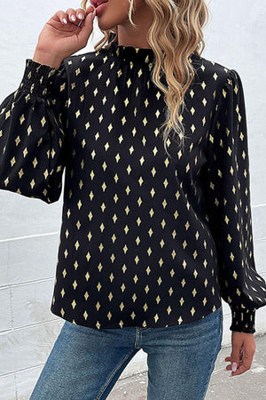 Self-Assured Black Balloon Sleeve Blouse - MXSTUDIO.COM