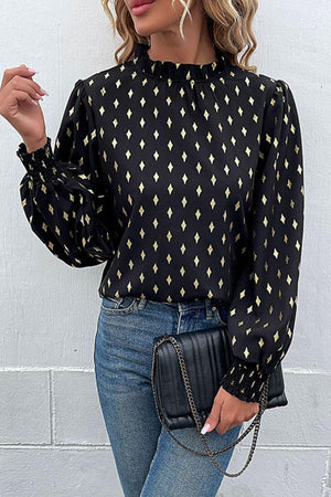 Self-Assured Black Balloon Sleeve Blouse - MXSTUDIO.COM